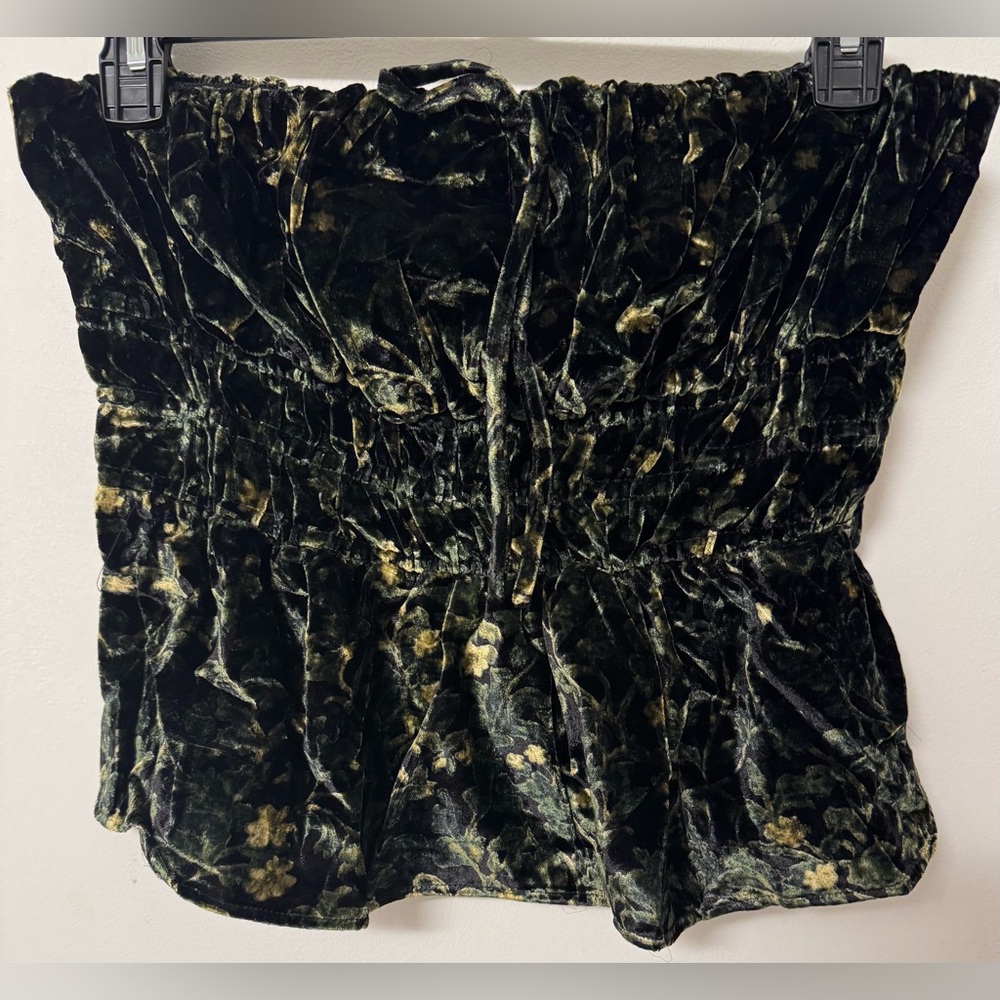 NWT anthropologie the  Somerset Strapless Blouse green floral size large